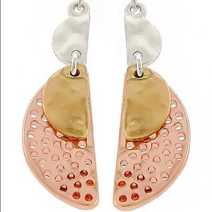 NEW Tricolor  Rose Gold/Gold/Silver Dangle Earrings